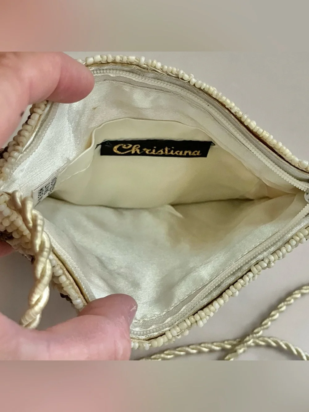 Vintage Christiana Beaded Floral Pattern Shoulder Bag Crossbody Purse 6.75 X 5”